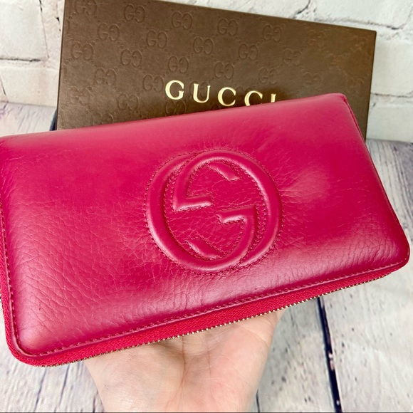 Gucci SOHO magenta pink leather wallet or crossbody with box - Picture 4 of 16